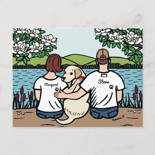 Personalized Yellow Labrador Family Brown S Postcard (Front)