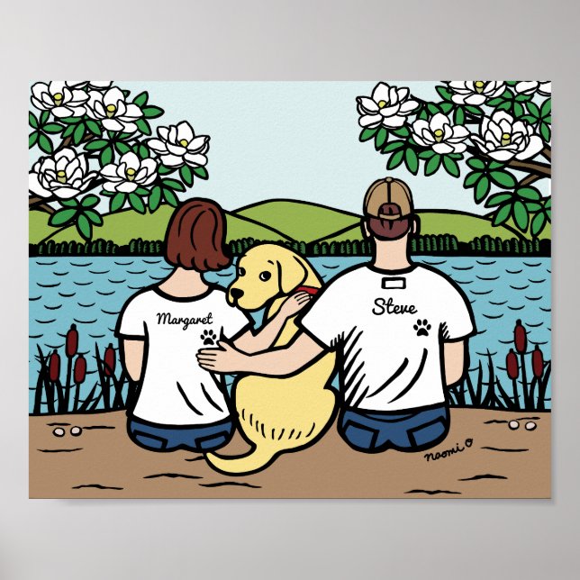Personalized Yellow Labrador Family Brown S Poster (Front)