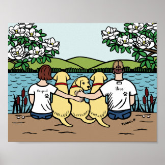 Personalized Yellow Labrador Family Brown Short B Poster