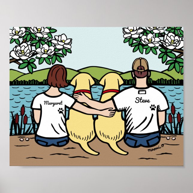 Personalized Yellow Labrador Family Brown Short B  Poster (Front)
