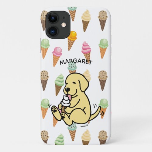 Personalized Yellow Labrador Ice Cream iPhone 11 Case