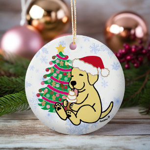 Personalized Yellow Labrador Ice Cream Ceramic Ornament