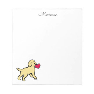 Personalized Yellow Labrador Puppy and Heart Notepad
