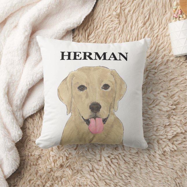 Personalized Yellow Labrador Throw Pillow (Blanket)