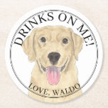 Personalized Yellow Labrador Wedding Round Paper Coaster<br><div class="desc">I am in love with this beautifully detailed watercolor illustration of a yellow labrador or lab dog! Personalize these with your name or monogram and even and change the background color to compliment your decor! Shop the rest of my collection for the sweetest housewarming, bridal shower, teacher, mother-in-law, husband, boyfriend,...</div>