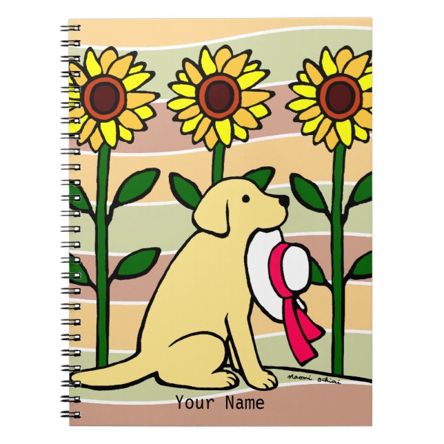 Personalized Yellow Labrador with Sunflowers Notebook (Front)