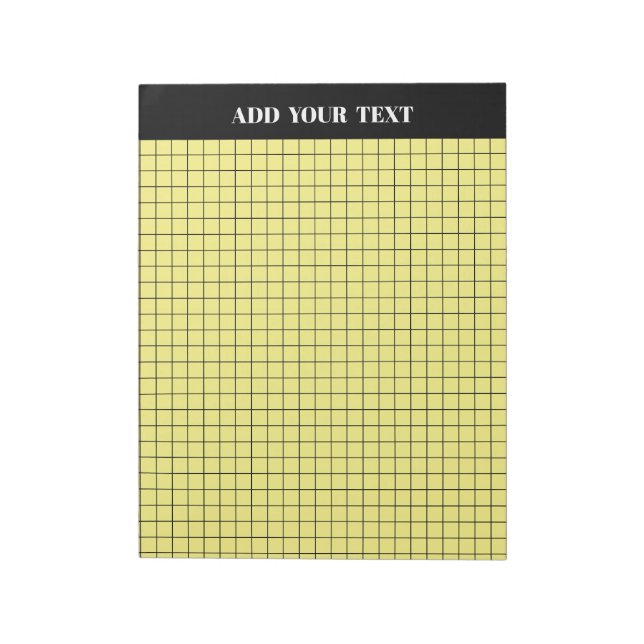 Personalized Yellow  Large Graph Paper Notepad (Rotated)