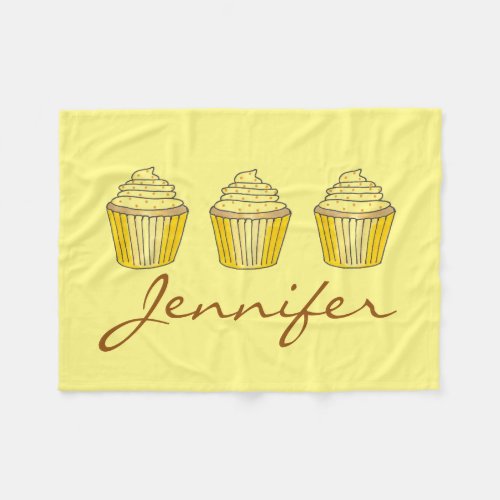 Personalized Yellow Lemon Cake Cupcake Foodie Fleece Blanket