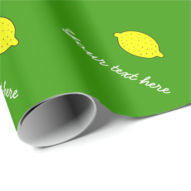 Personalized yellow lemon fruit pattern wrapping paper (Roll Corner)