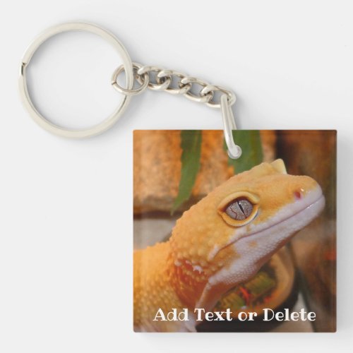 Personalized Yellow Leopard Gecko Keychain