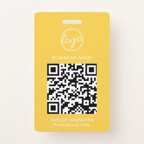 Personalized Yellow Logo QR Code Employee ID Badge