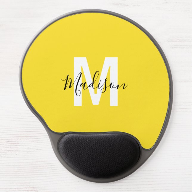 Personalized Yellow Monogram Gel Mouse Pad (Front)