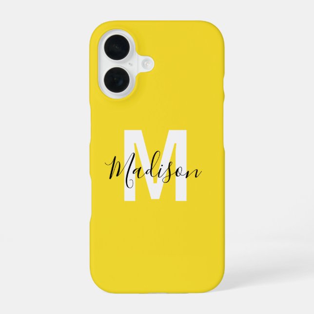 Personalized Yellow Monogram iPhone Case (Back)