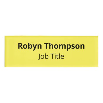 Personalized Yellow Name Tag Magnetic Acrylic by MISOOK at Zazzle