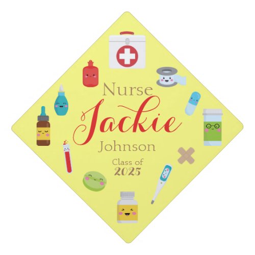 Personalized Yellow Nursing Graduation Cap Topper