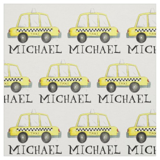 Personalized Yellow NYC Taxi Cab Checkered Car Fabric