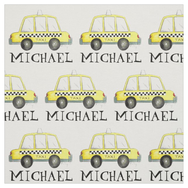 Personalized Yellow NYC Taxi Cab Checkered Car Fabric (Swatch)