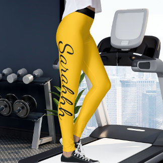 Personalized Yellow Orange Black Stripes Cute Gift Leggings