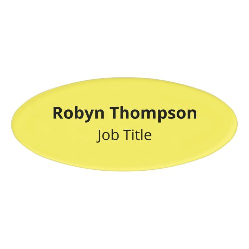 Personalized Yellow Oval Name Tag Magnetic Acrylic