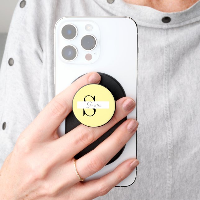 Personalized Yellow Pastel MagSafe PopGrip PopSocket (Hand)