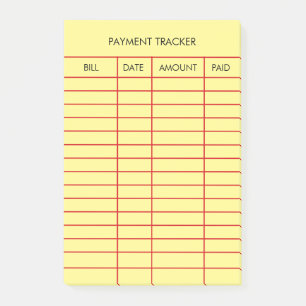 Personalized Yellow Payment Tracker  Post-it Notes