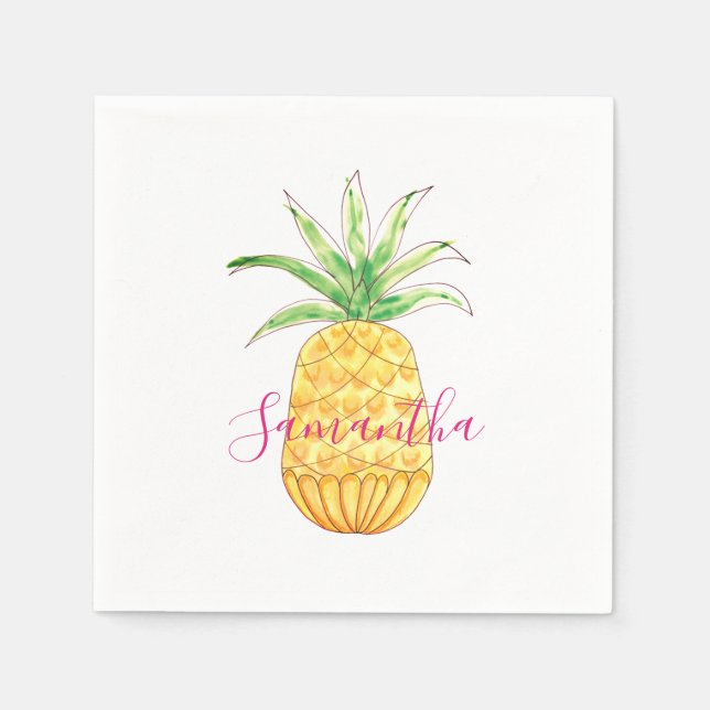 Personalized Yellow Pineapple Napkins (Front)