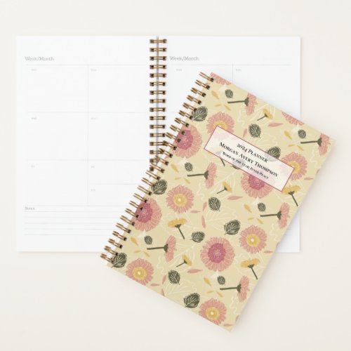 Personalized Yellow Pink floral Word of Year Planner