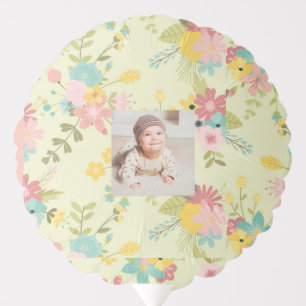 Personalized Yellow Pink Green Florals Balloon
