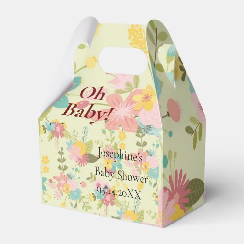 Personalized Yellow Pink Green Oh Baby Favor Boxes