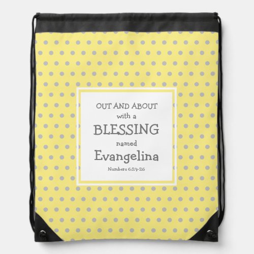 Personalized Yellow Polka Dot Baby Drawstring Bag