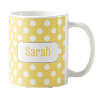 Personalized Yellow Polka Dot Mug