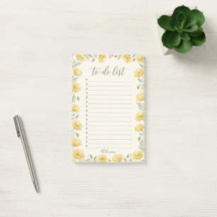 Personalized Yellow Poppy To Do List Notepad