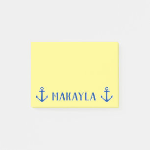 Personalized yellow Post-it® notes with anchors