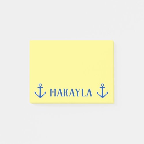 Personalized yellow Post_it notes with anchors
