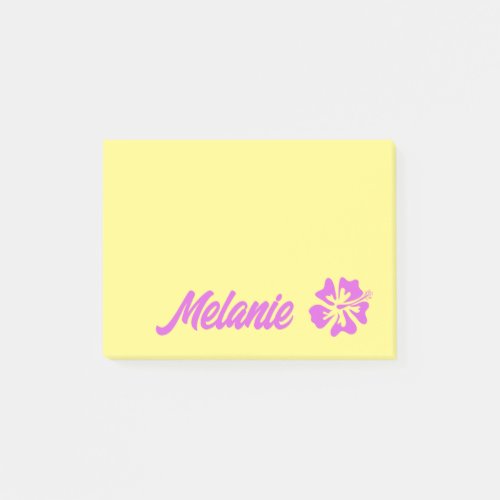 Personalized yellow Post_it notes with flower