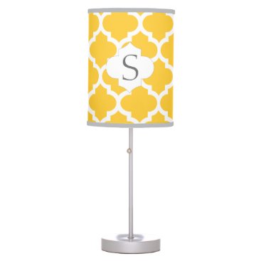 personalized yellow quatrefoil custom monogram table lamp