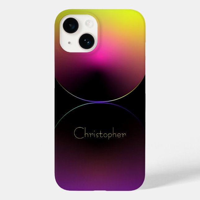 Personalized yellow Radial Texture iphone 15 Case-Mate iPhone Case (Back)