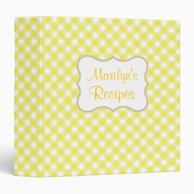 Personalized Yellow Retro Recipe Binder (Front/Spine)