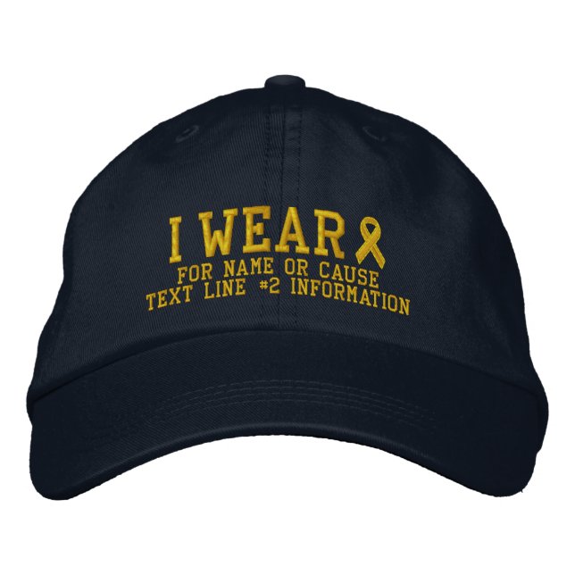 Personalized Yellow Ribbon Awareness Embroidery Embroidered Baseball Hat (Front)