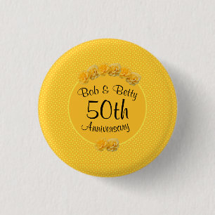 Personalized Yellow Rose 50th Anniversary Button