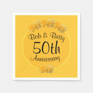 Personalized Yellow Rose 50th Anniversary Napkins