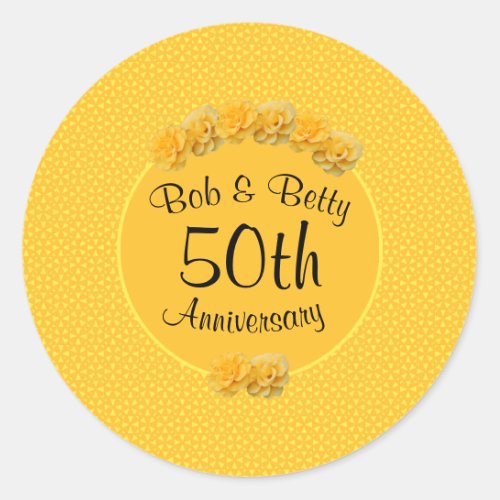 Personalized Yellow Rose 50th Anniversary Sticker