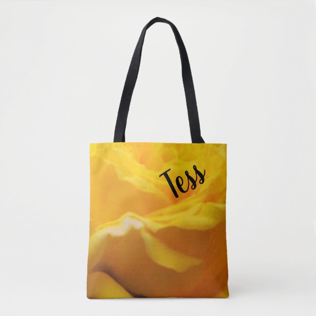 Personalized Yellow Rose Blossom Design Tote Bag (Front)