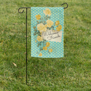 Personalized Yellow Rose Welcome House Flag