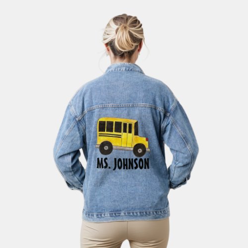 Personalized Yellow School Bus Driver Education Denim Jacket