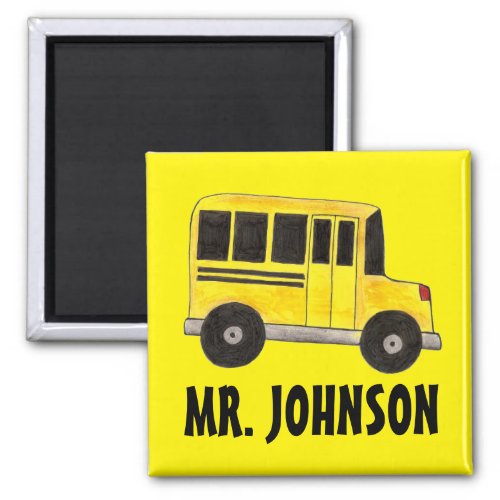 Personalized Yellow School Bus Driver Education Magnet