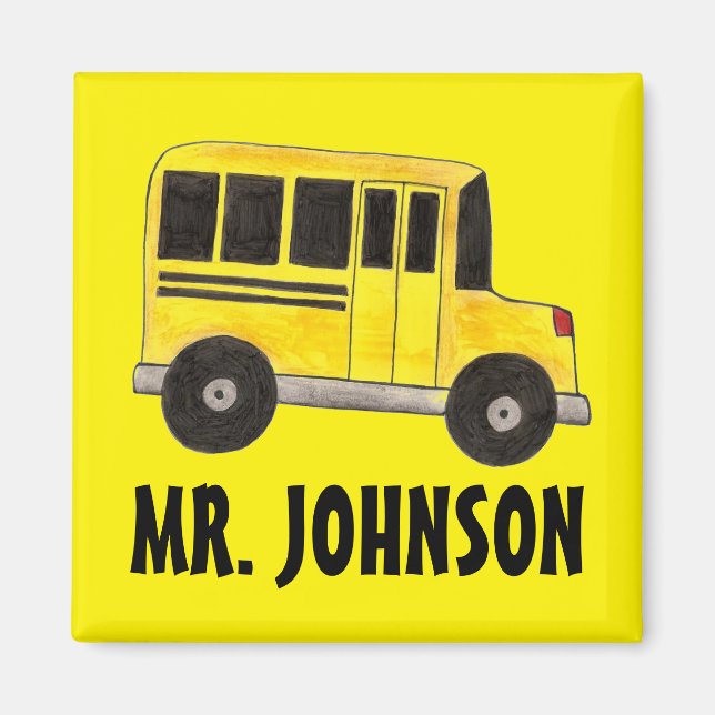 Personalized Yellow School Bus Driver Education Magnet (Front)