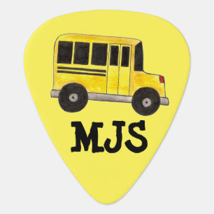 Personalized Yellow School Bus Driver Guitar Pick