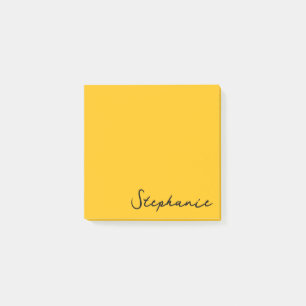 Personalized Yellow Script Post it Sticky Notes