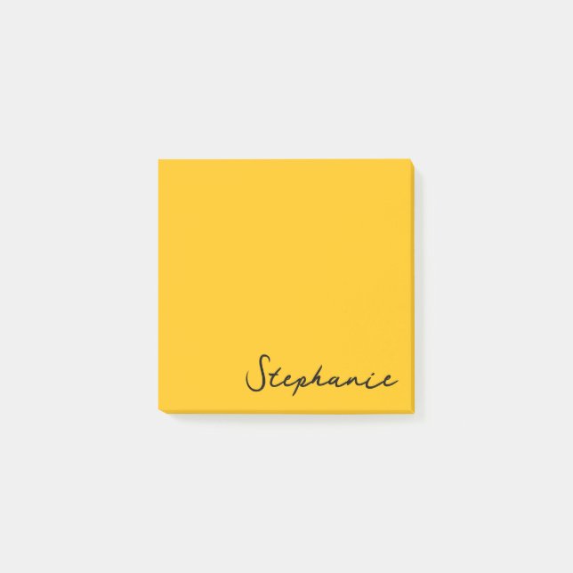 Personalized Yellow Script Post it Sticky Notes (Front)